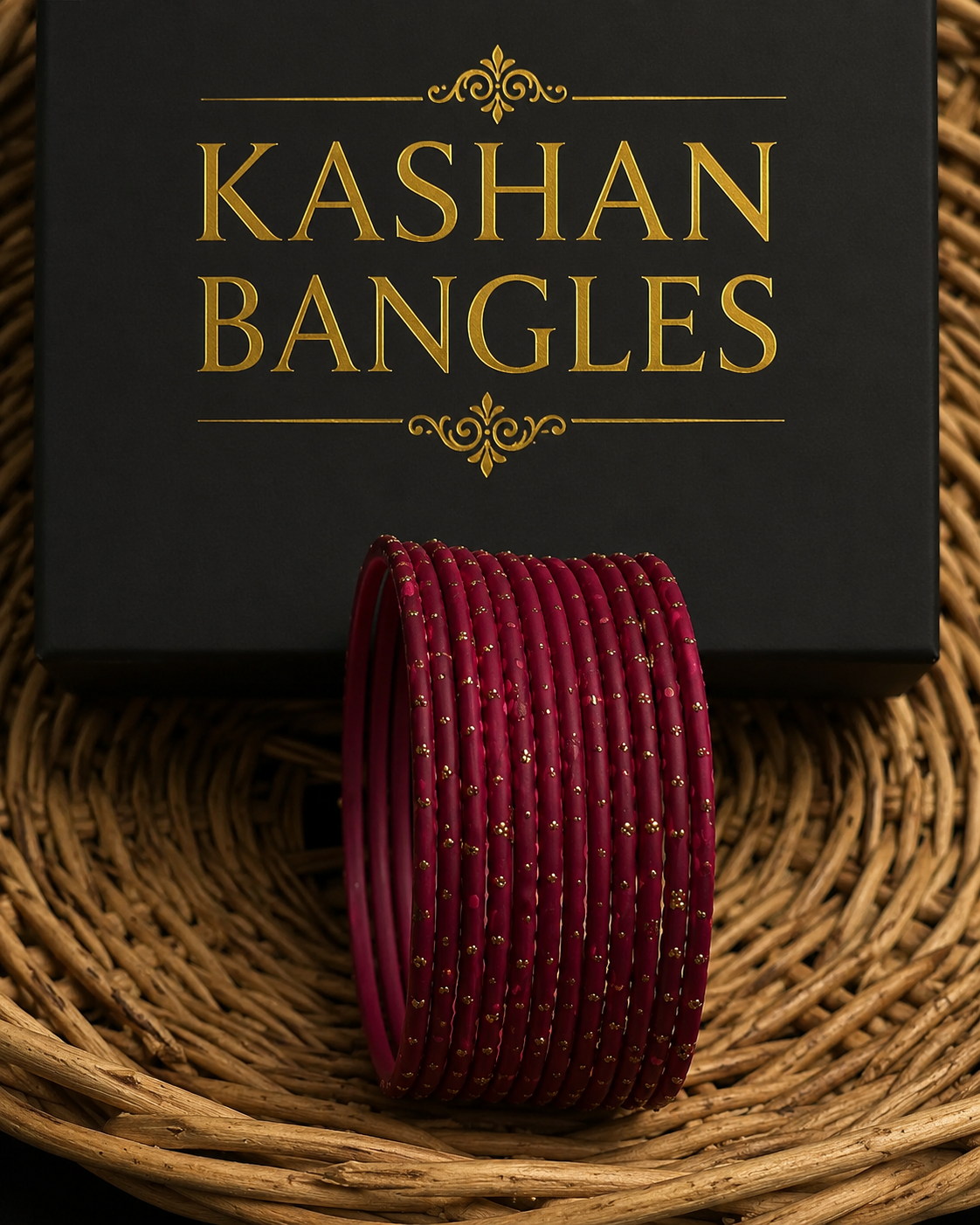 Antique Metal Bangles red pink brown