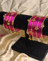 Midnight Azure Ghungroo Set pink bangles
